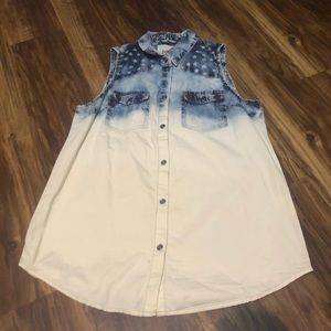 Washout Jeans Button Up Tank Top